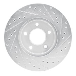 Buick Rendezvous Brake Rotor (1) - Front Left - R1 Concepts - Drilled & Slotted - Silver - `01-`07